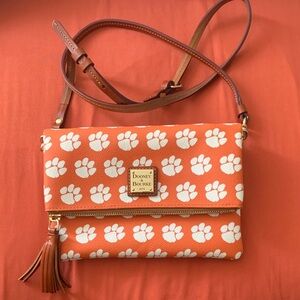 Dooney & Bourke Orange and White Paw Print Crossbody Bag